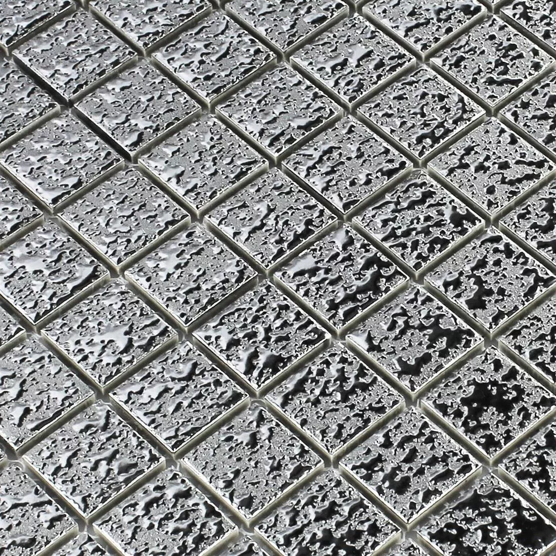 Prøve Mosaik Fliser Keramik Sølv Tumlede 
