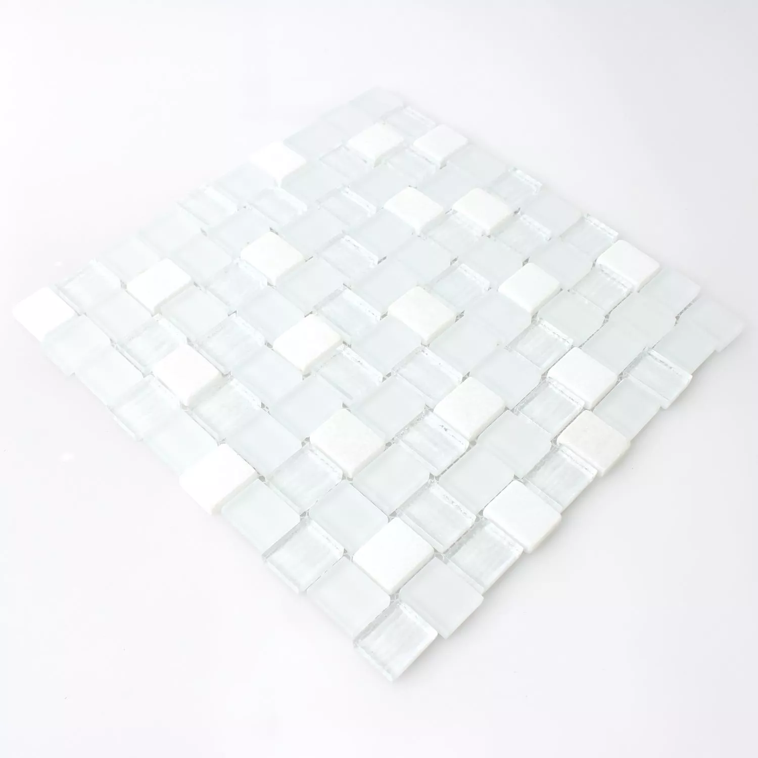Mosaik Fliser Glas Natursten Hvid