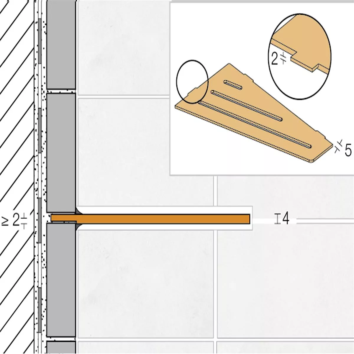 Væghylde brusehylde Schlüter firkantet 15,4x29,5cm firkantet grå