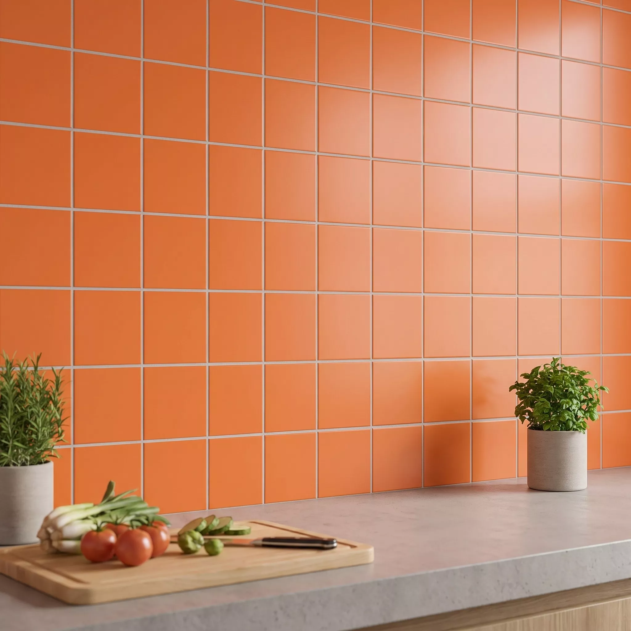 Metro flise Appelsin Måtte 10x10 cm Uden Facet Freyburg Naranja