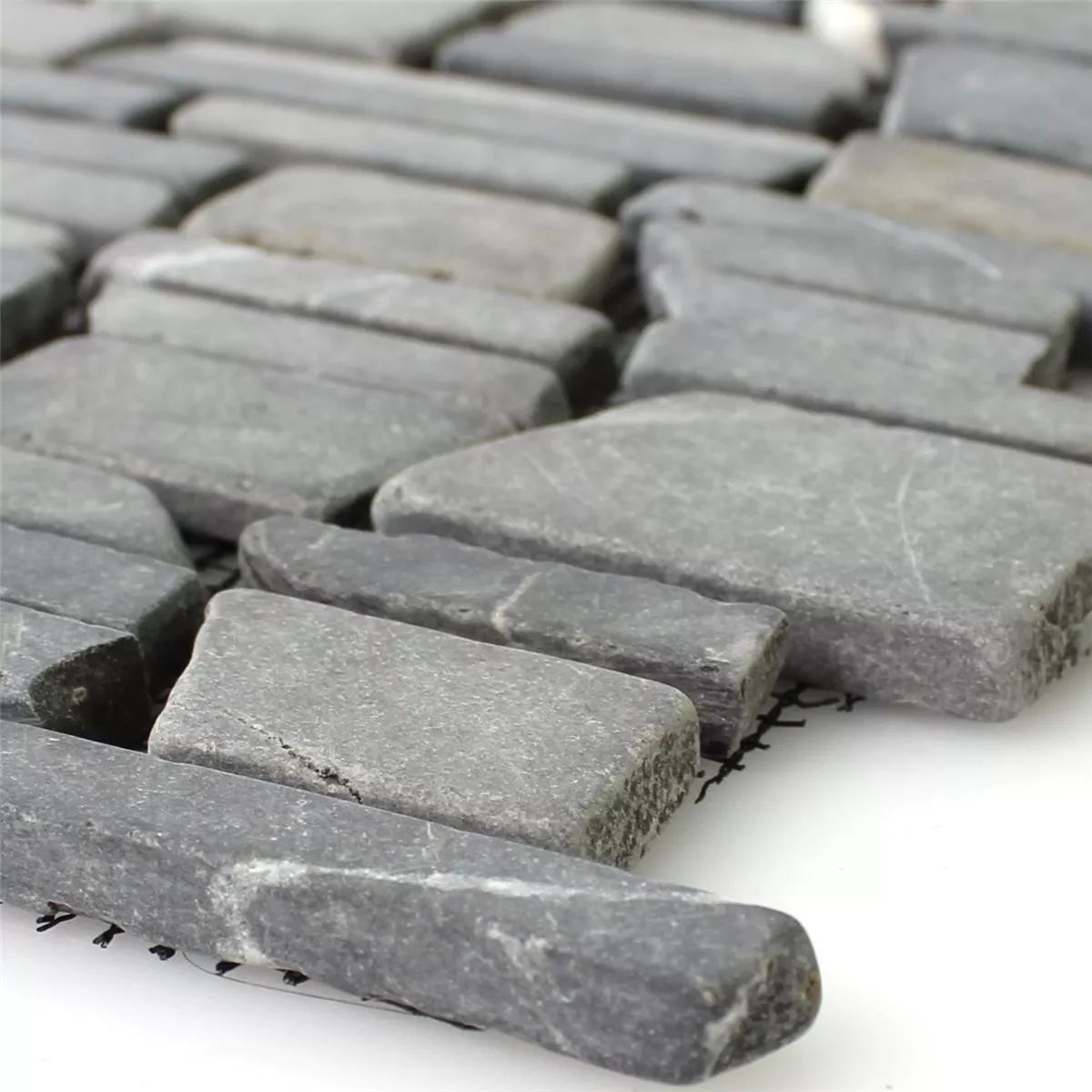 Mosaik Fliser Marmor Natursten Brick Neromarquina
