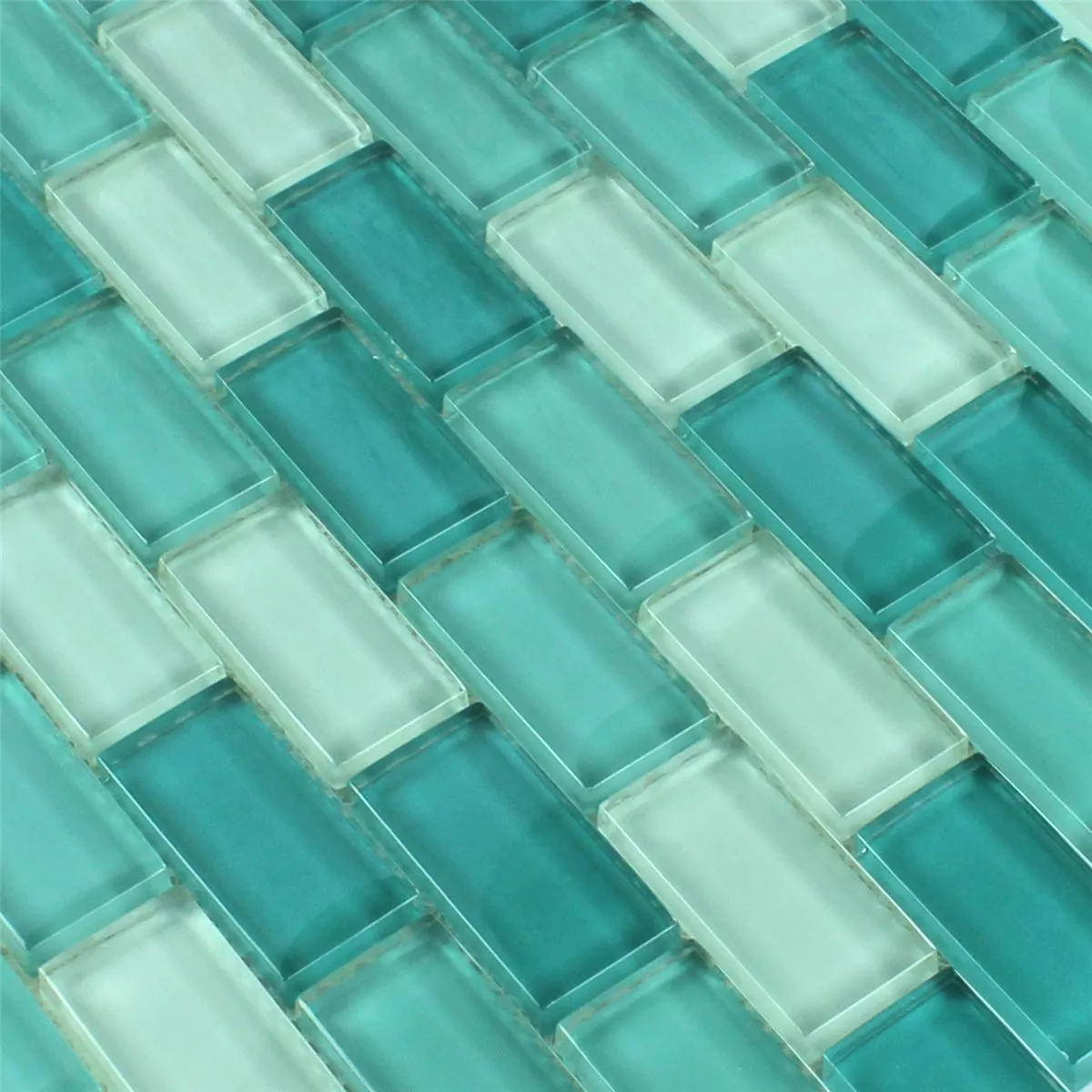 Mosaik Fliser Glas Krystal Brick Grøn Mix
