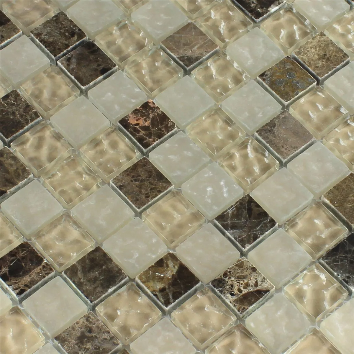 Prøve Mosaik Fliser Glas Marmor Quebeck Brun