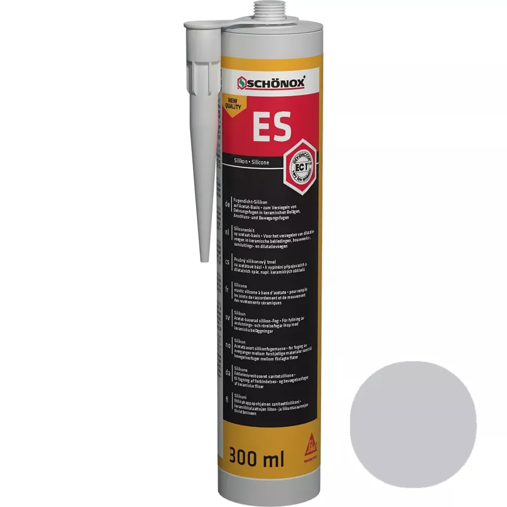 Schönox ES Sølvgrå Fugeforseglingssilikon (300 Ml)