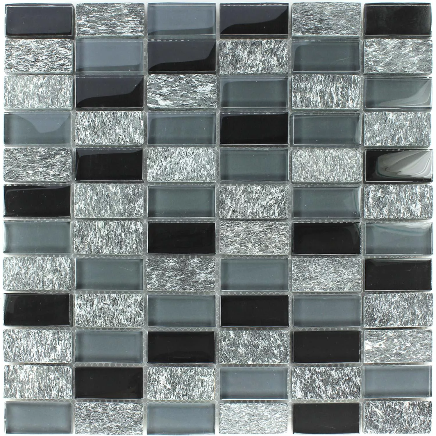 Mosaik Fliser Glas Marmor Gra Sort Mix