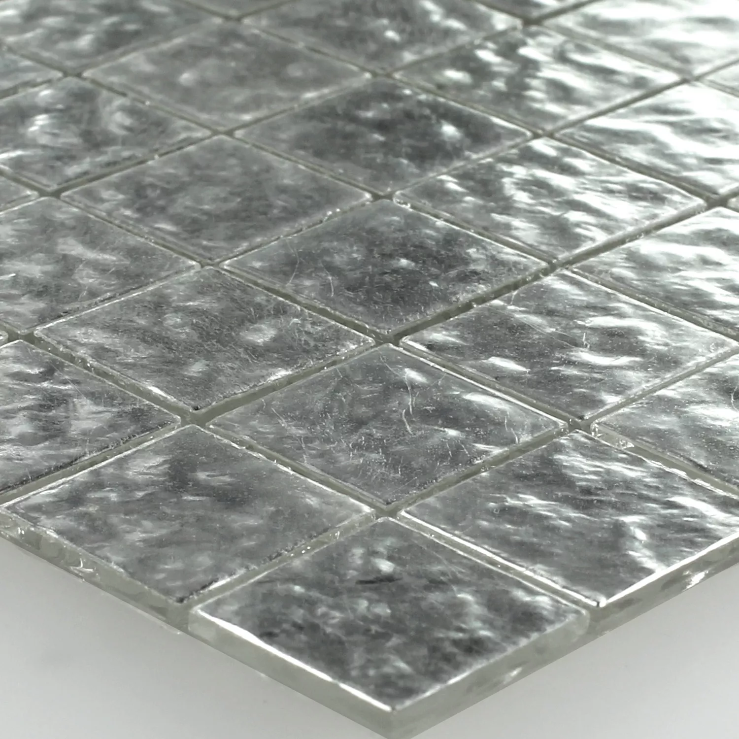 Mosaik Fliser Trend-Vi Glas Hvid Guld 24 Karat Bølgepap 2x2cm