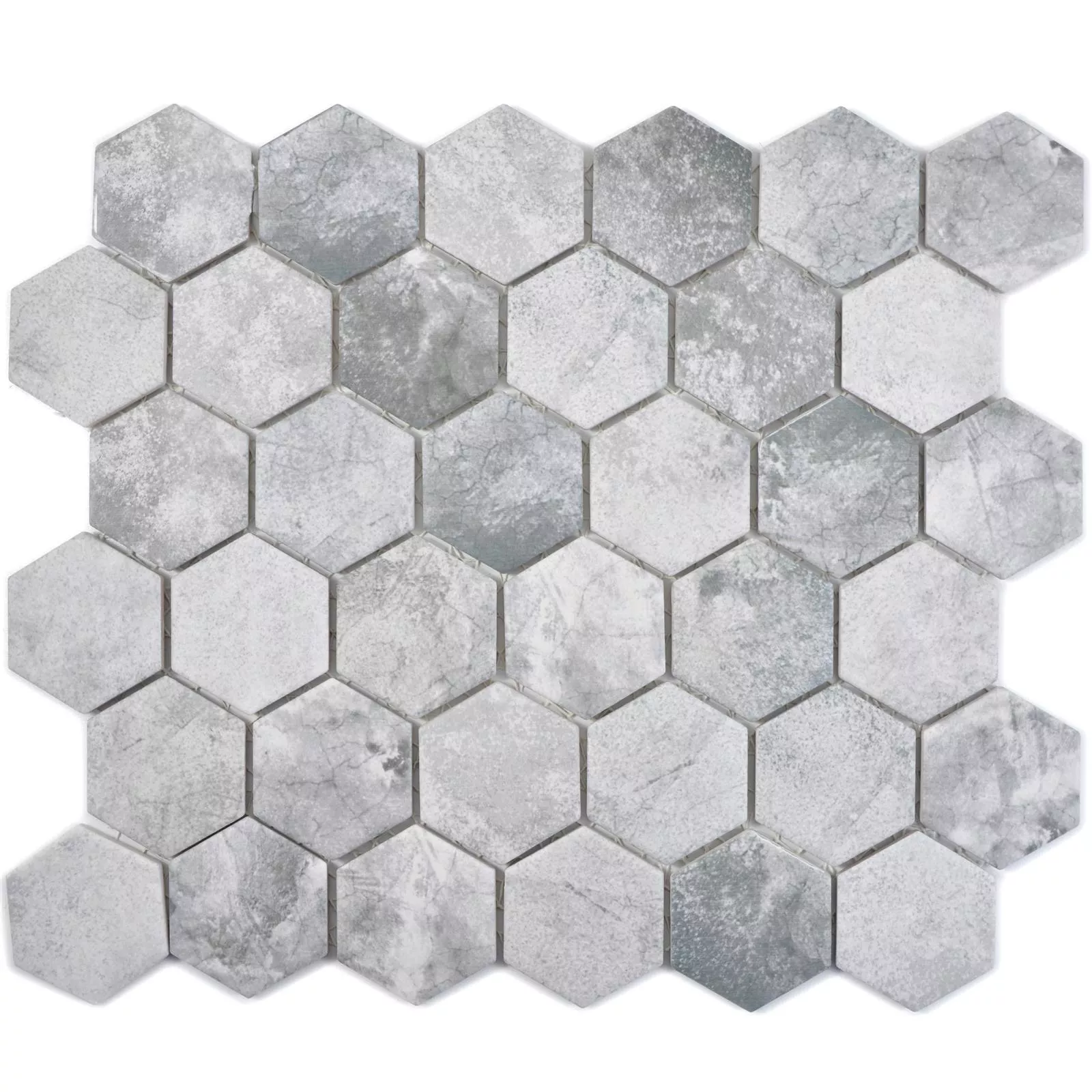 Prøve Keramikmosaik Comtessa Hexagon Cement Optik Lysgra