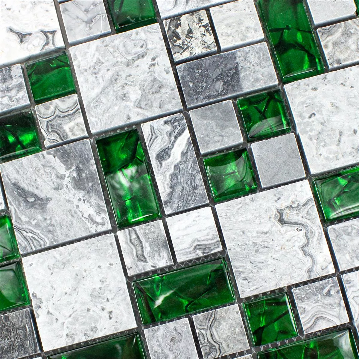 Prøve Glas Natursten Mosaik Fliser Sinop Gra Grøn 2 Mix