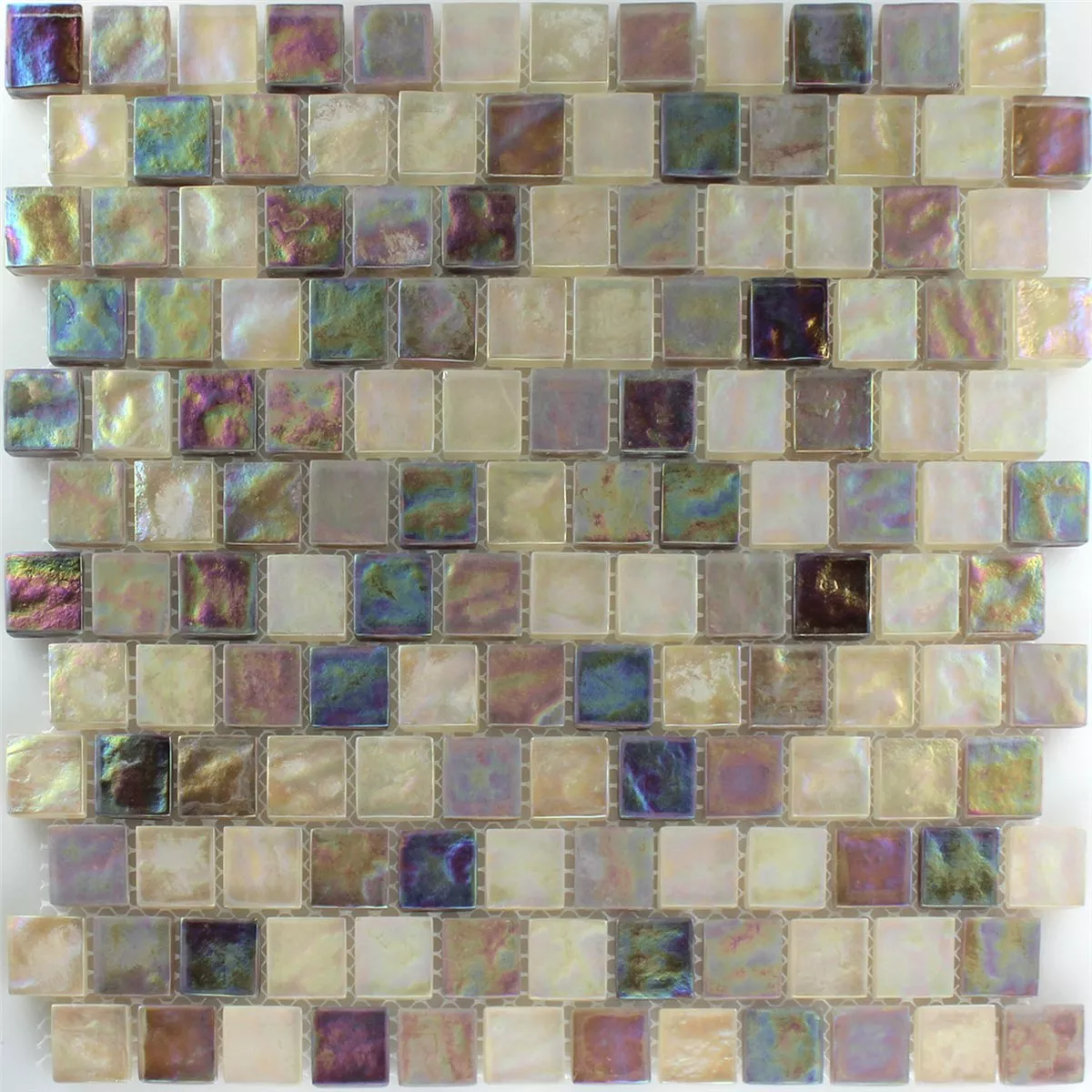 Mosaik Fliser Glas Nacre Effekt Creme