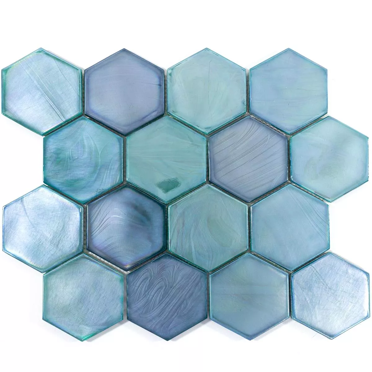 Prøve Glasmosaik Fliser Andalucia Hexagon Sø Grøn
