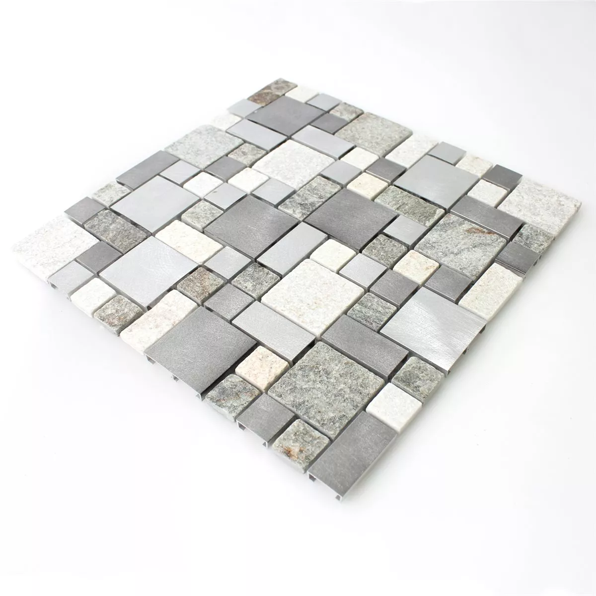 Mosaik Fliser Kvartsit Aluminium Metal Mix