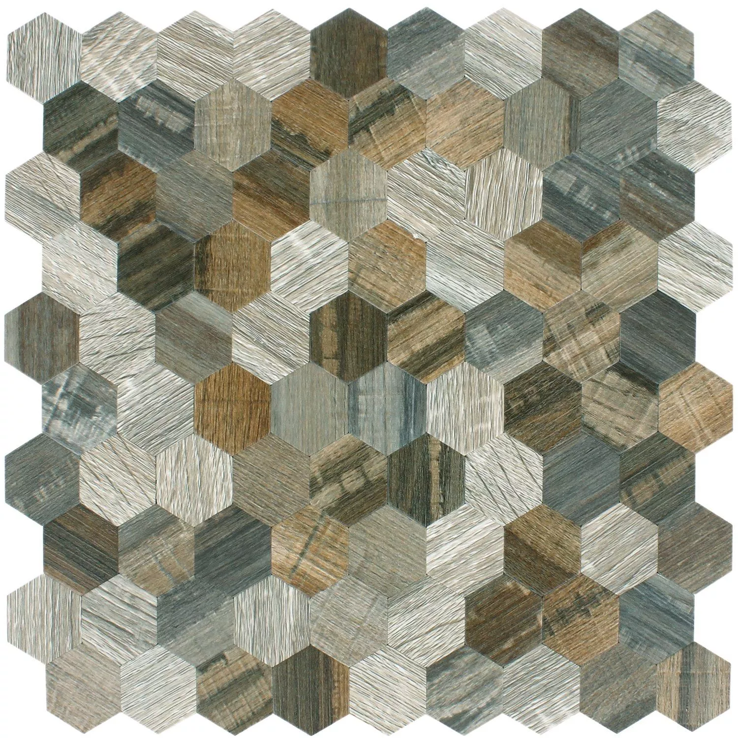 Mosaik Fliser Imiteret Træ Hexagon Selvklæbende Morelia