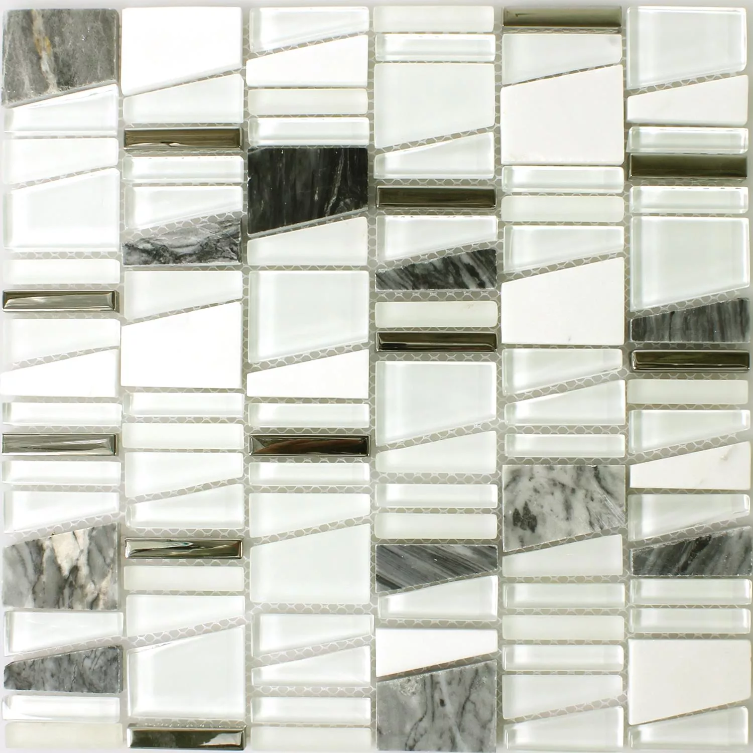 Glas Natursten Resin Mosaik Fliser Hvid Effekt