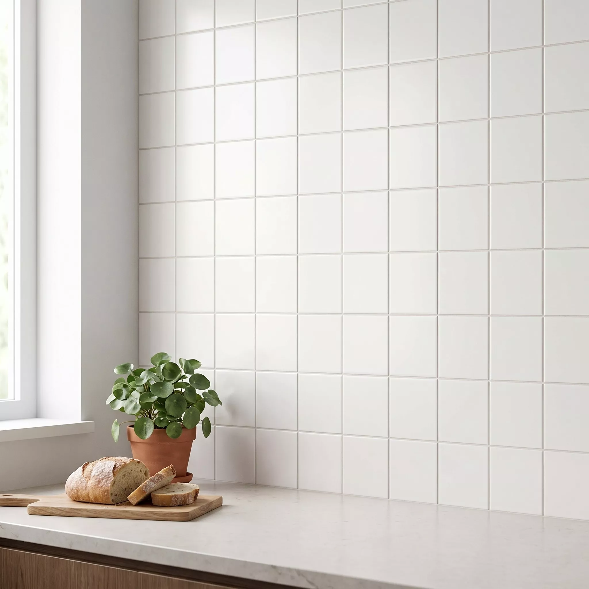 Metro flise Hvid Måtte 10x10 cm Uden Facet Freyburg Blanco