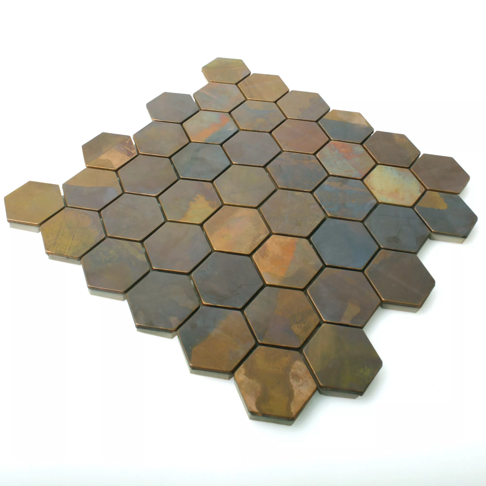 Mosaik Fliser Kobber Merkur Hexagon Brun 48