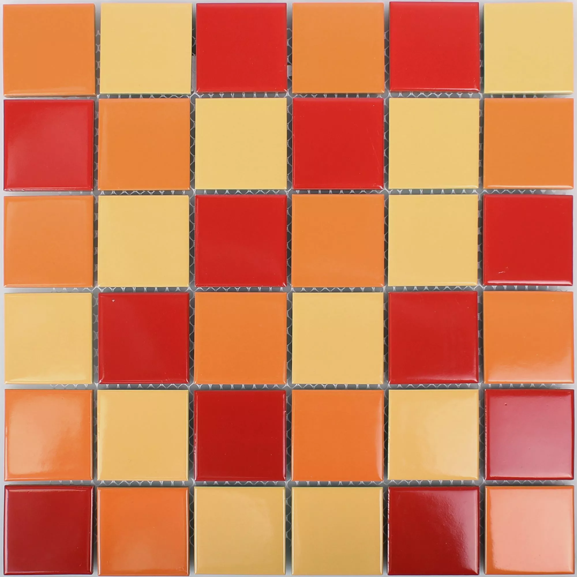 Prøve Mosaikfliser Keramik Dordogne Gul Appelsin Rød 