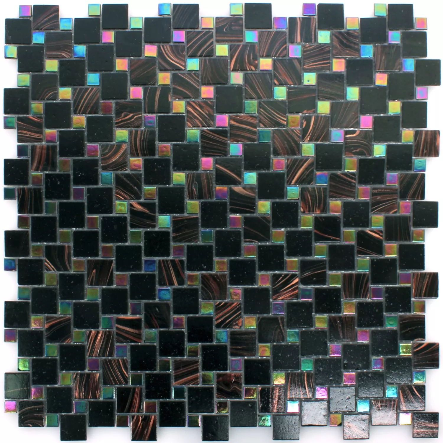Mosaik Fliser Glas Tahiti Brun Sort Metalic