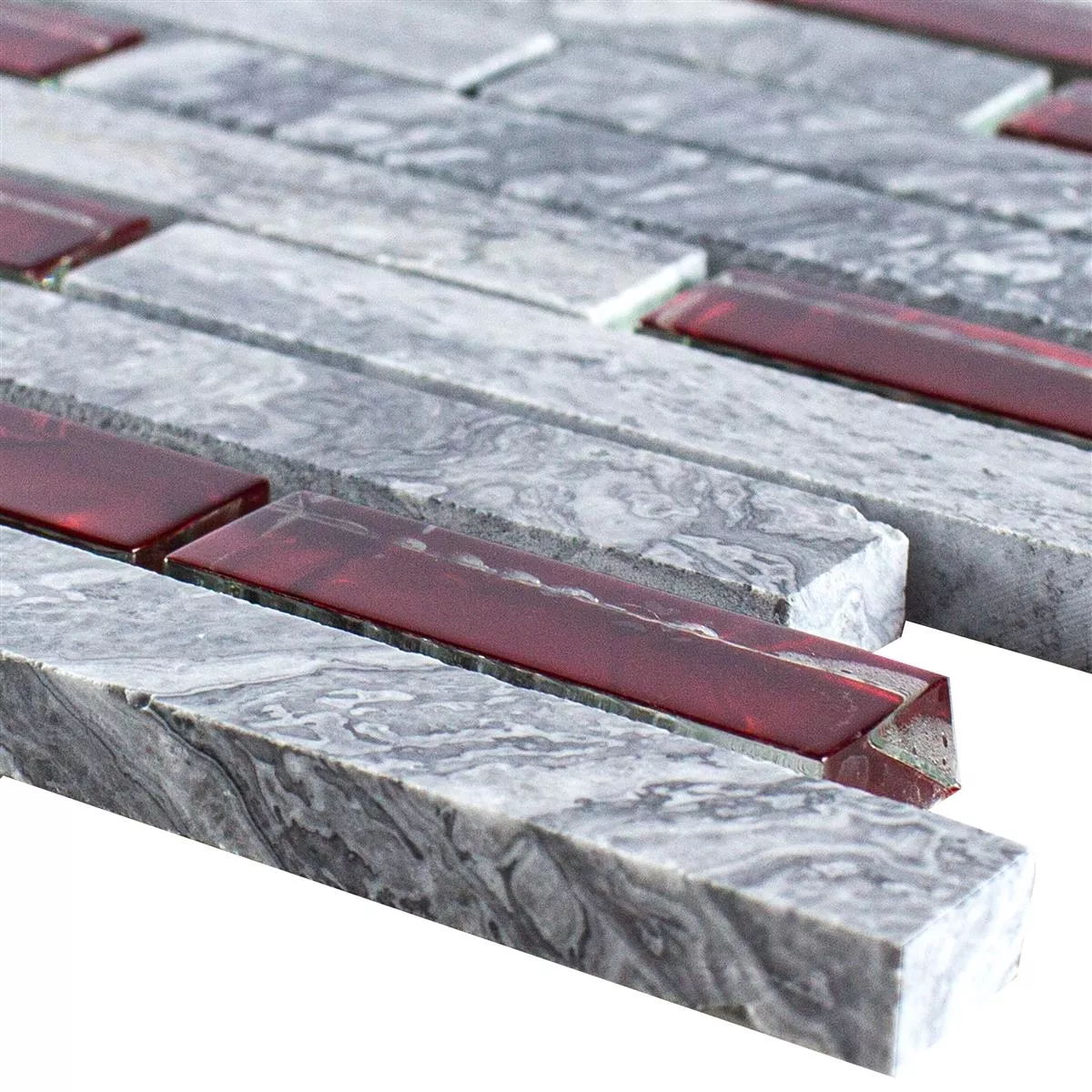 Glas Natursten Mosaik Fliser Sinop Gra Rød Brick Glas Natursten Mosaik Fliser Sinop Gra Rød Brick