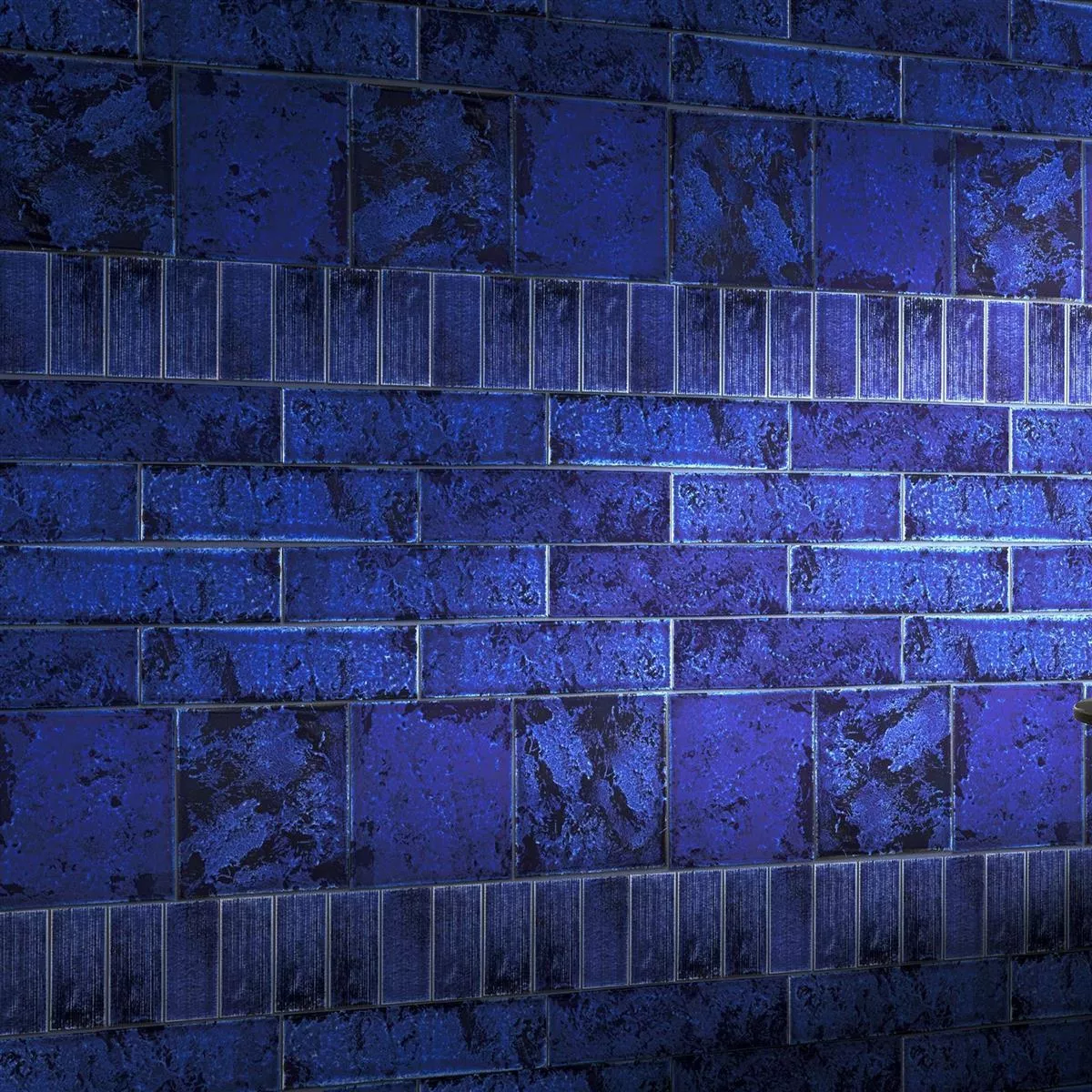 Prøve Vægfliser Vanroy Bølgepap 6x24cm Mørkeblå