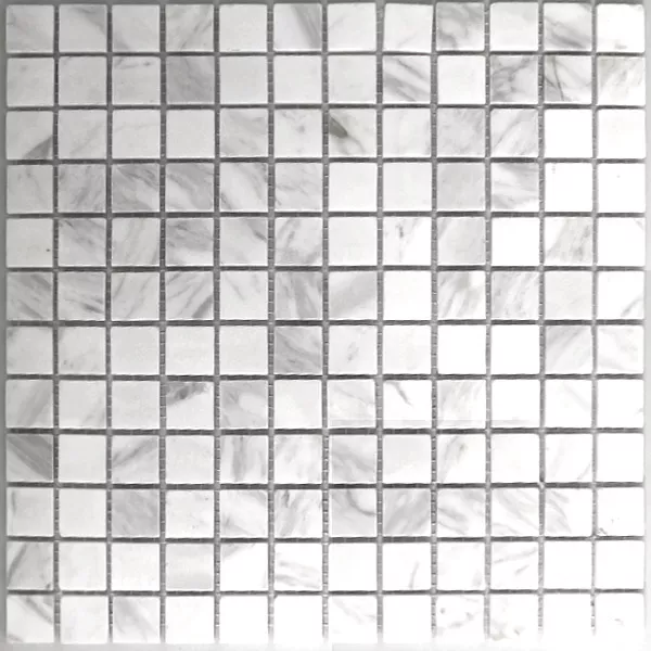 Mosaik Fliser Marmor 23x23x8mm Hvid Poleret