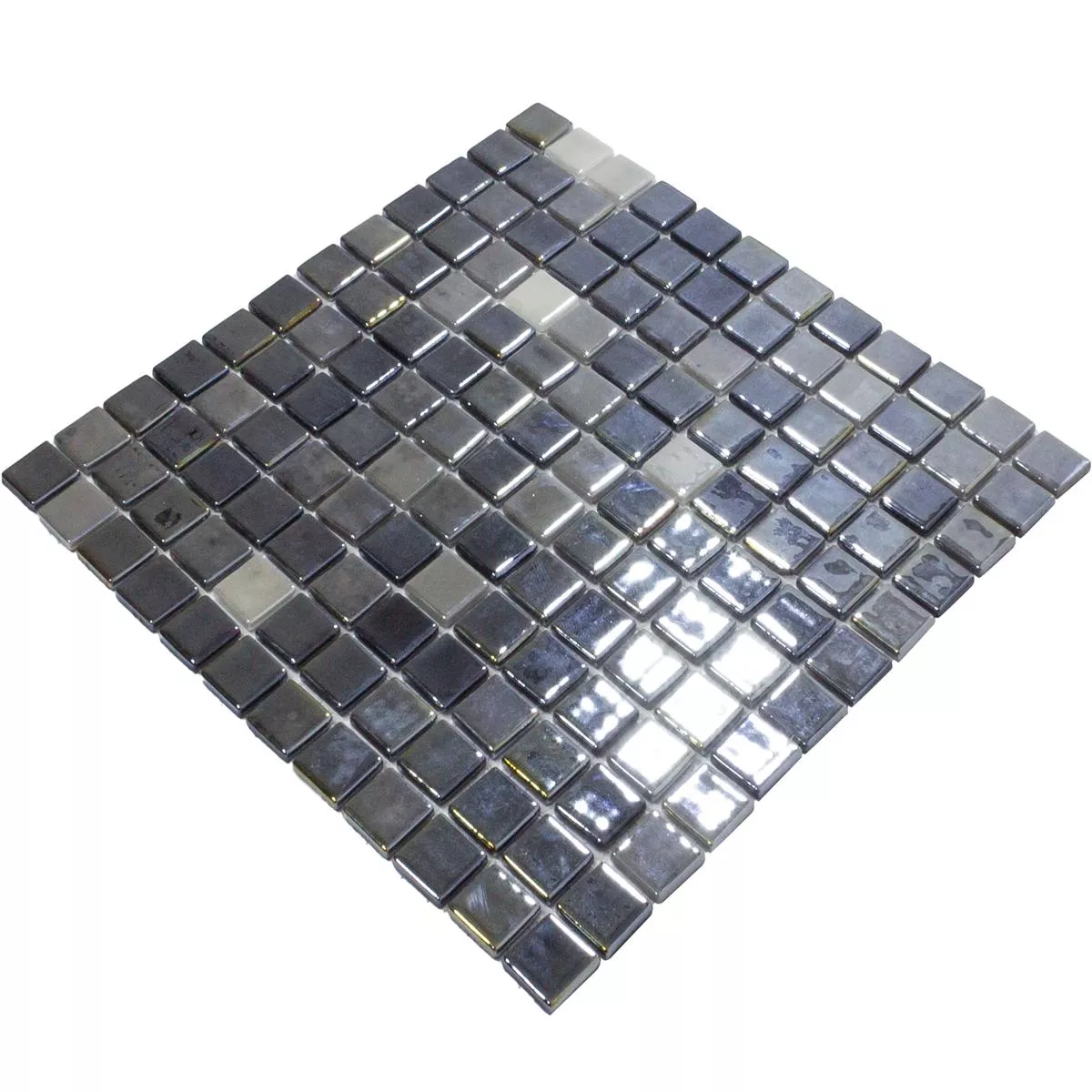 Glasmosaik Fliser Silvertown Antracit Metallic 25x25mm