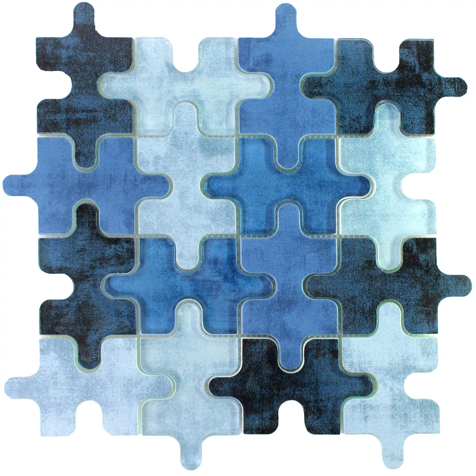 Glasmosaik Fliser Puzzle Blå