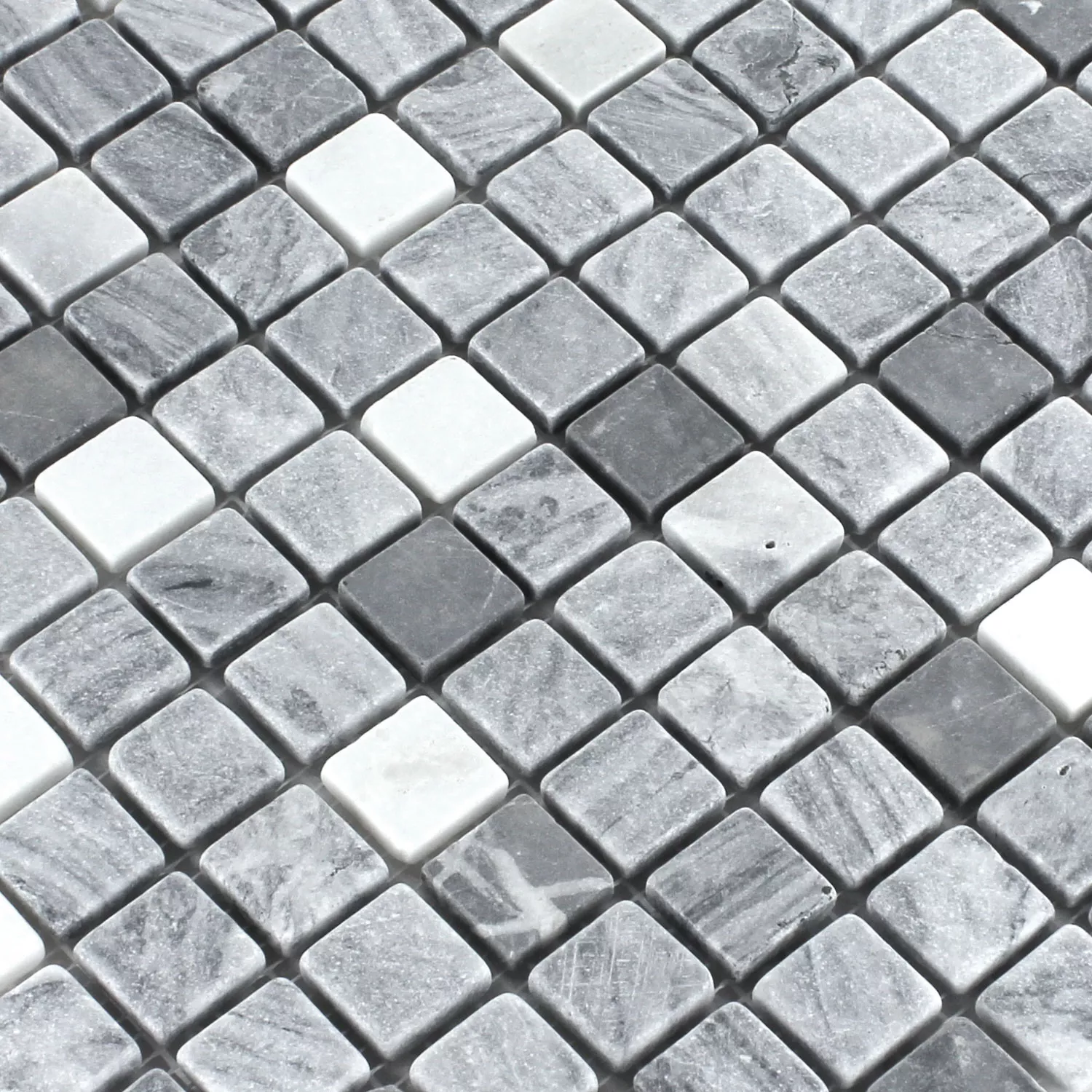 Mosaik Fliser Marmor Sort Gra 23x23x7mm