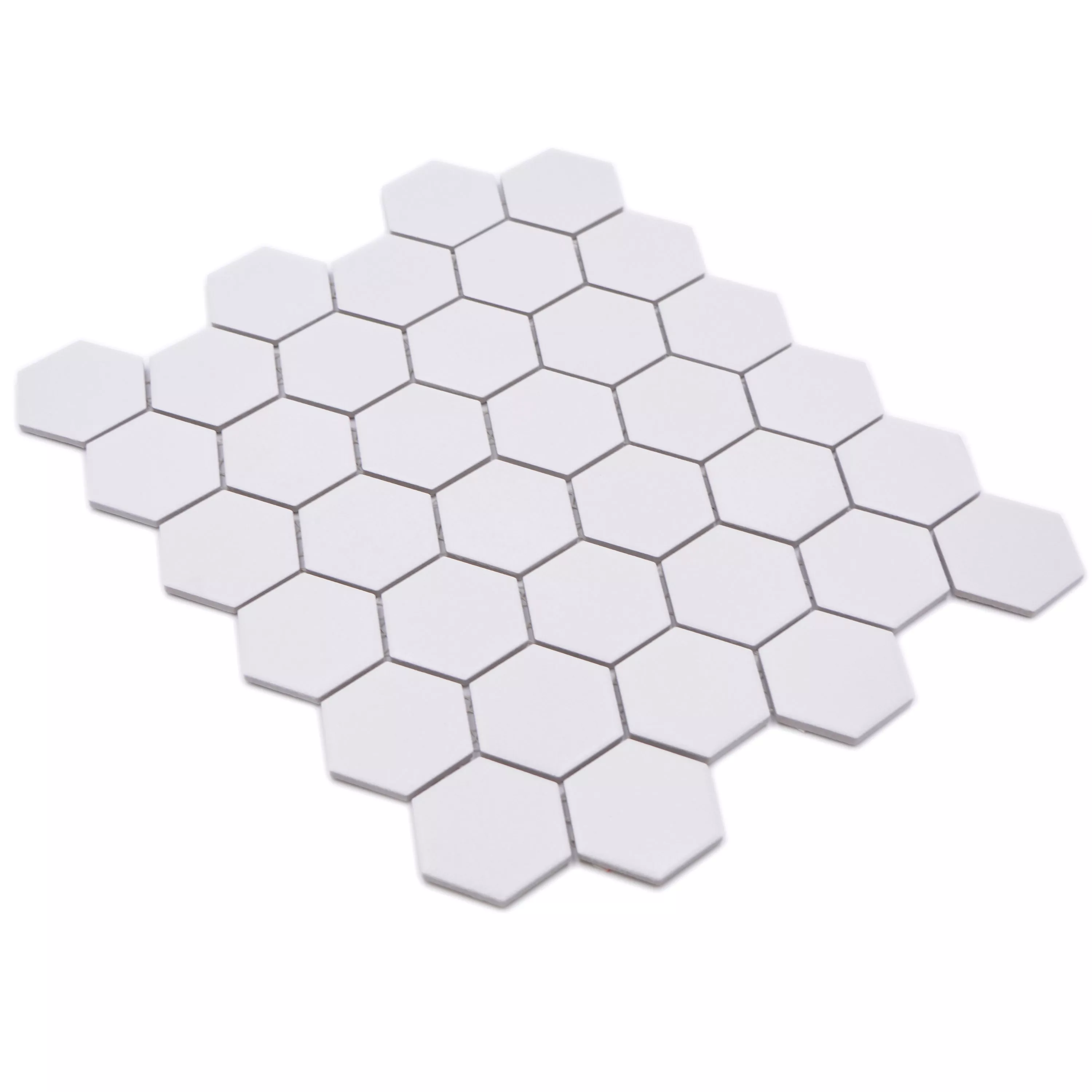 Keramikmosaik Bismarck R10B Hexagon Hvid H51