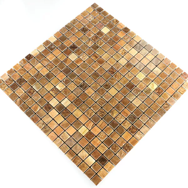 Mosaik Fliser Marmor Brun Poleret 15x15x7mm