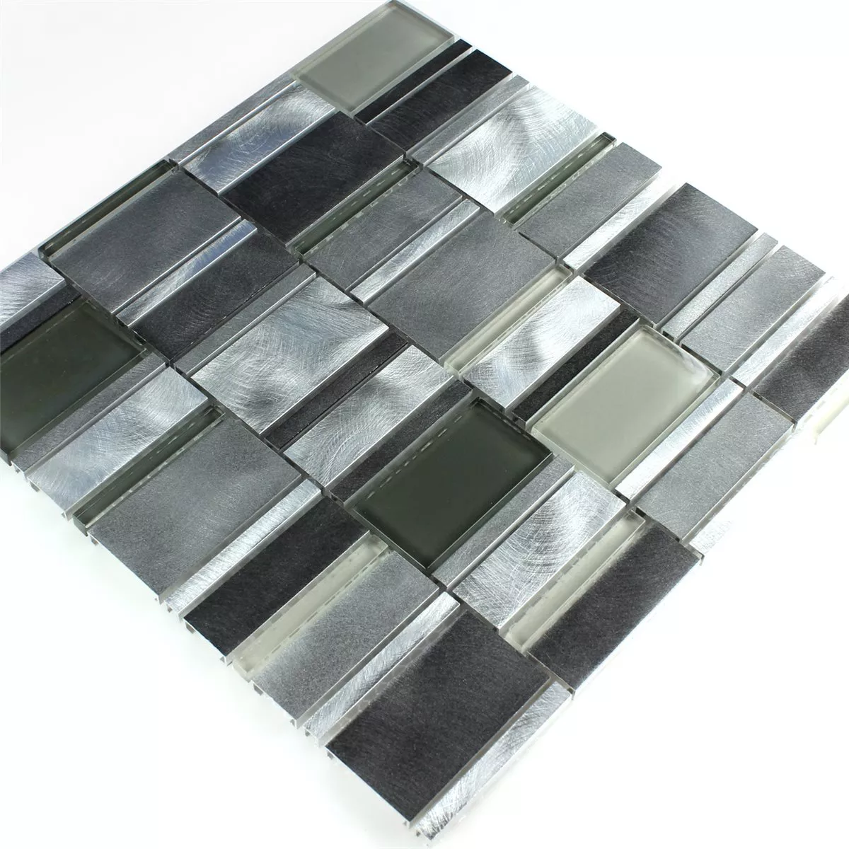 Prøve Aluminium Glasmosaik Fliser Gra Sølv