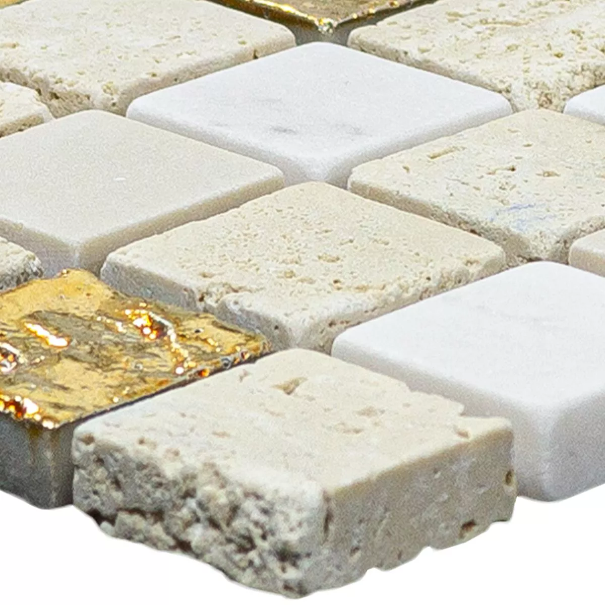 Prøve Marmor Natursten Mosaik Fliser Limonello Guld Creme