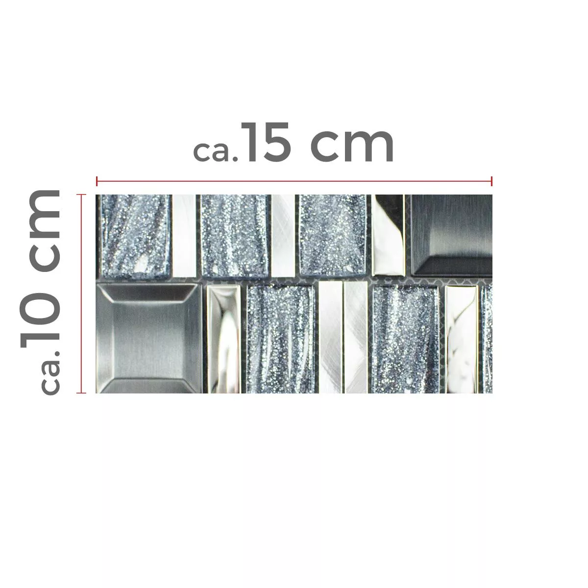 Prøve Glas Aluminium Mosaik LaCrosse Sort Gra Sølv