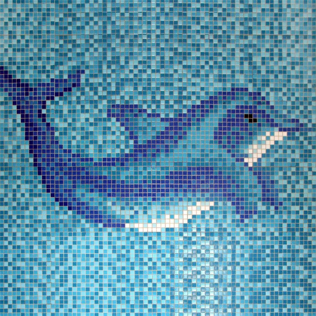 Swimmingpool Mosaik Delphin Klistret På Papir