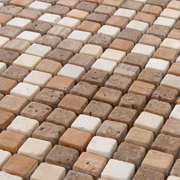 Mosaik Fliser Marmor Brun Mix 15x15x8mm