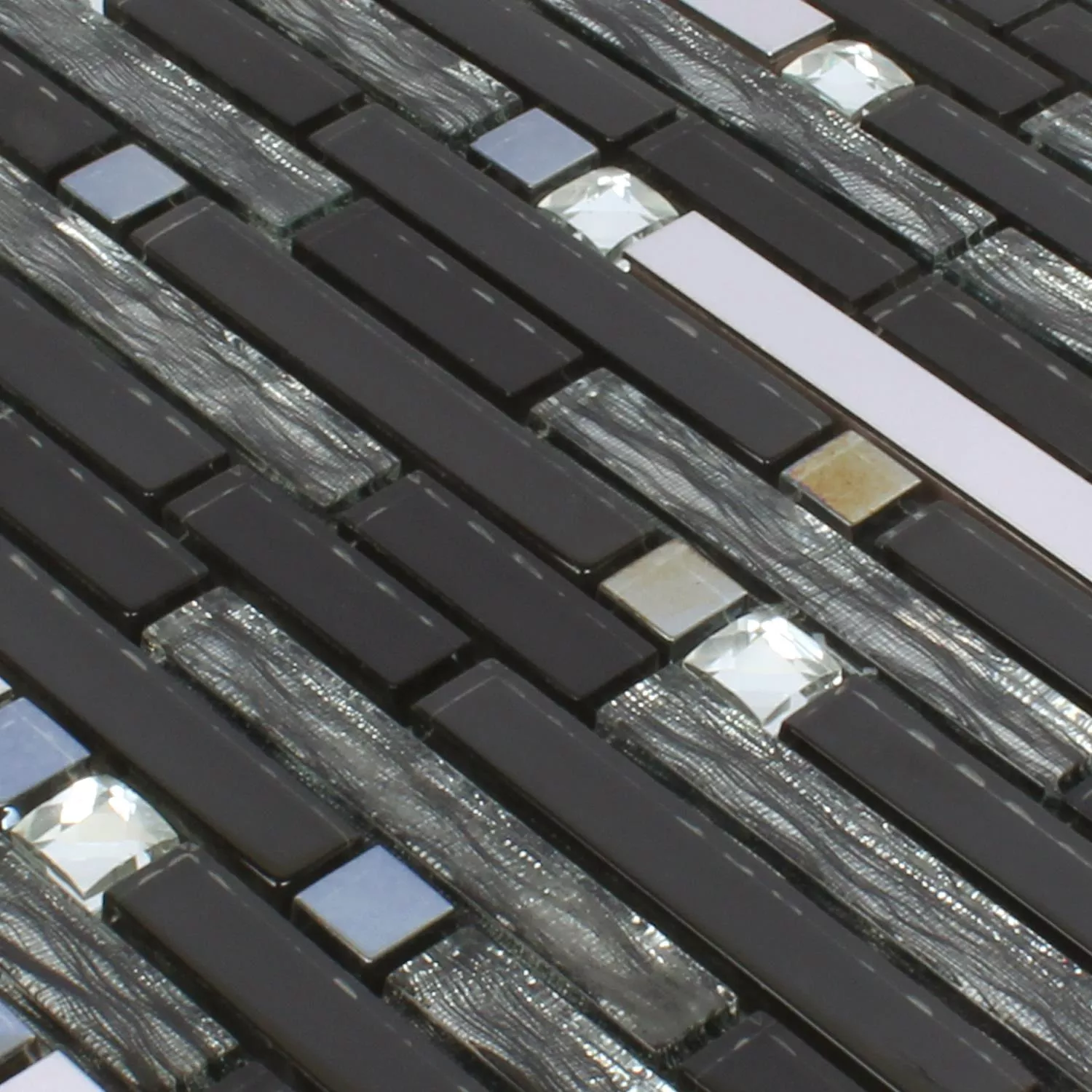 Prøve Mosaik Fliser Glas Metal Latoya Sølv Sort
