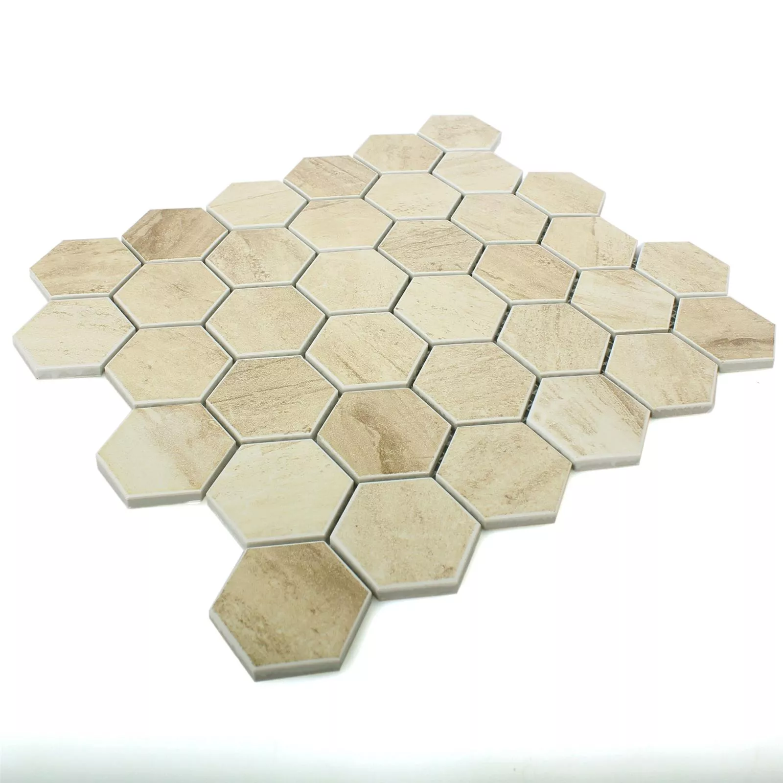 Prøve Keramik Konkreteoptik Mosaikfliser Shepherd Hexagon Beige