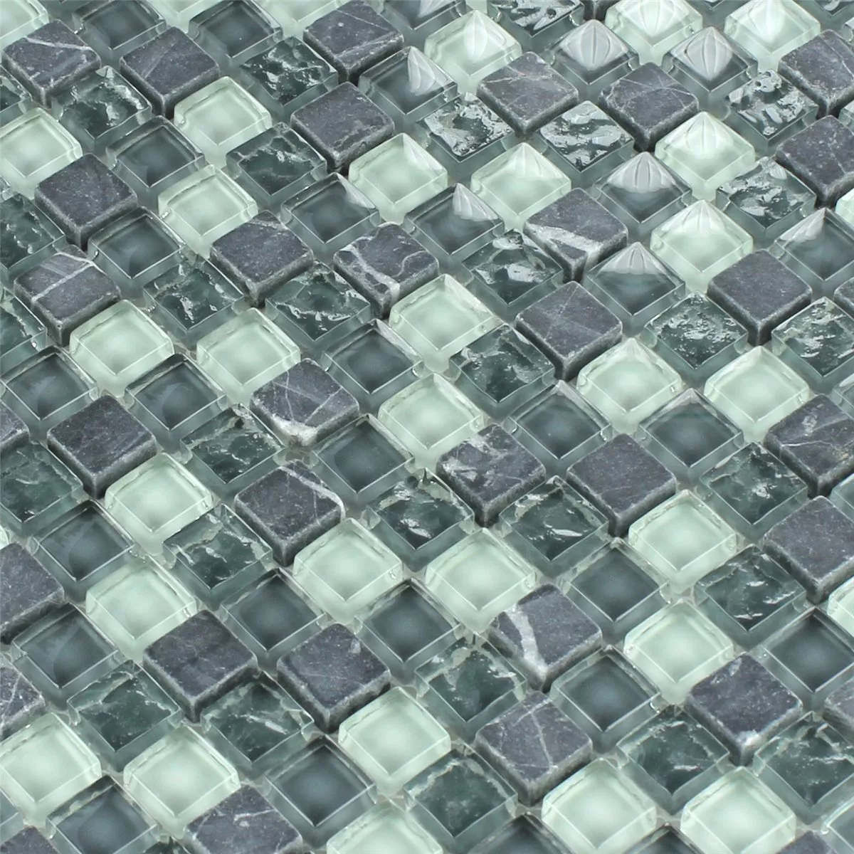 Prøve Mosaik Fliser Glas Marmor Gra Mix