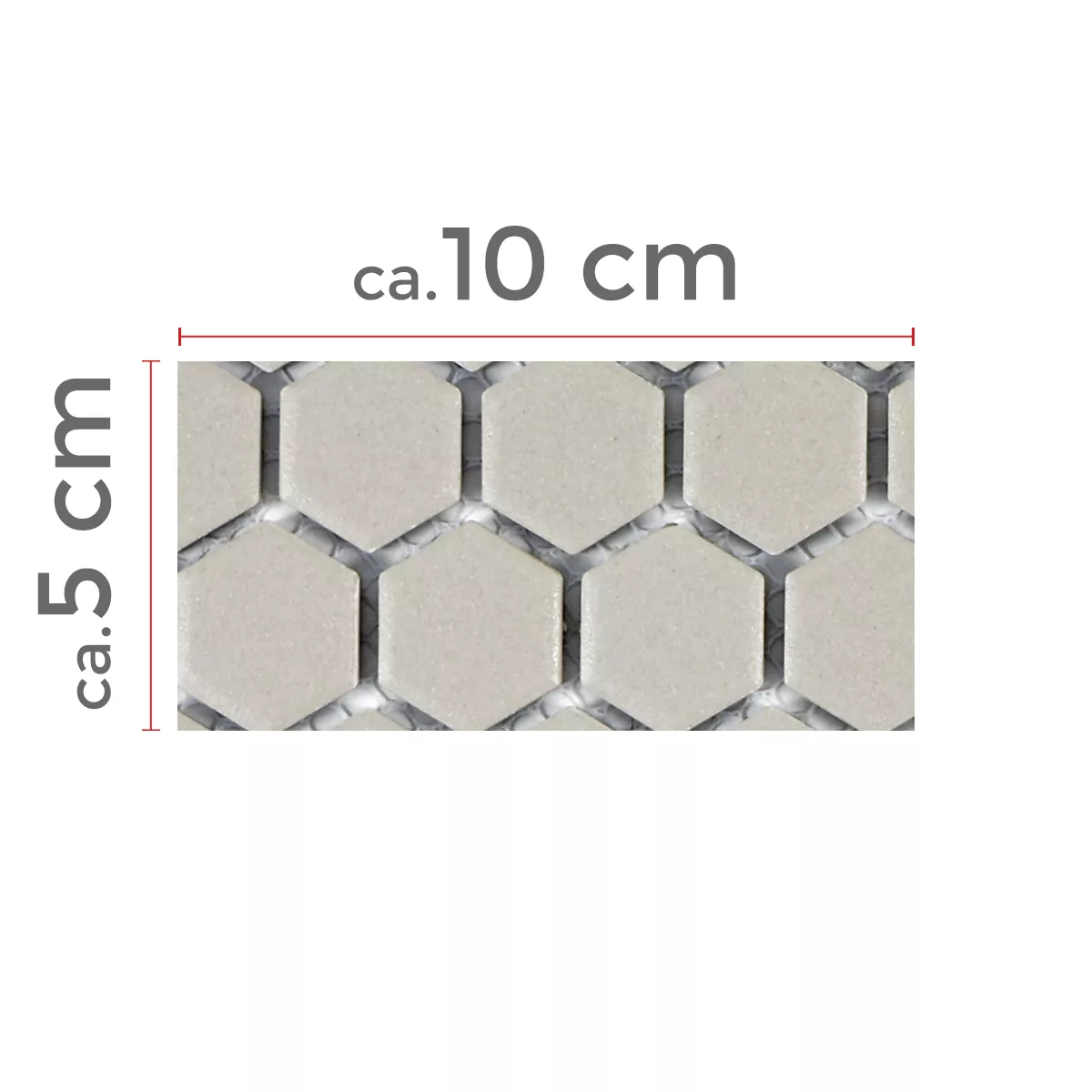 Prøve Keramik Mosaik Fliser Hexagon Zeinal Uglaseret Lysgra R10B