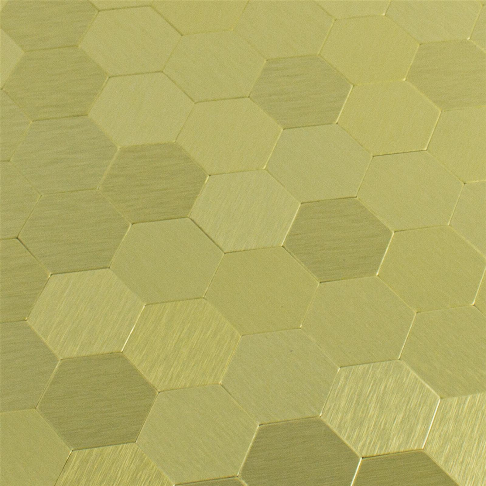 Mosaik Fliser Metal Selvklæbende Vryburg Guld Hexagon