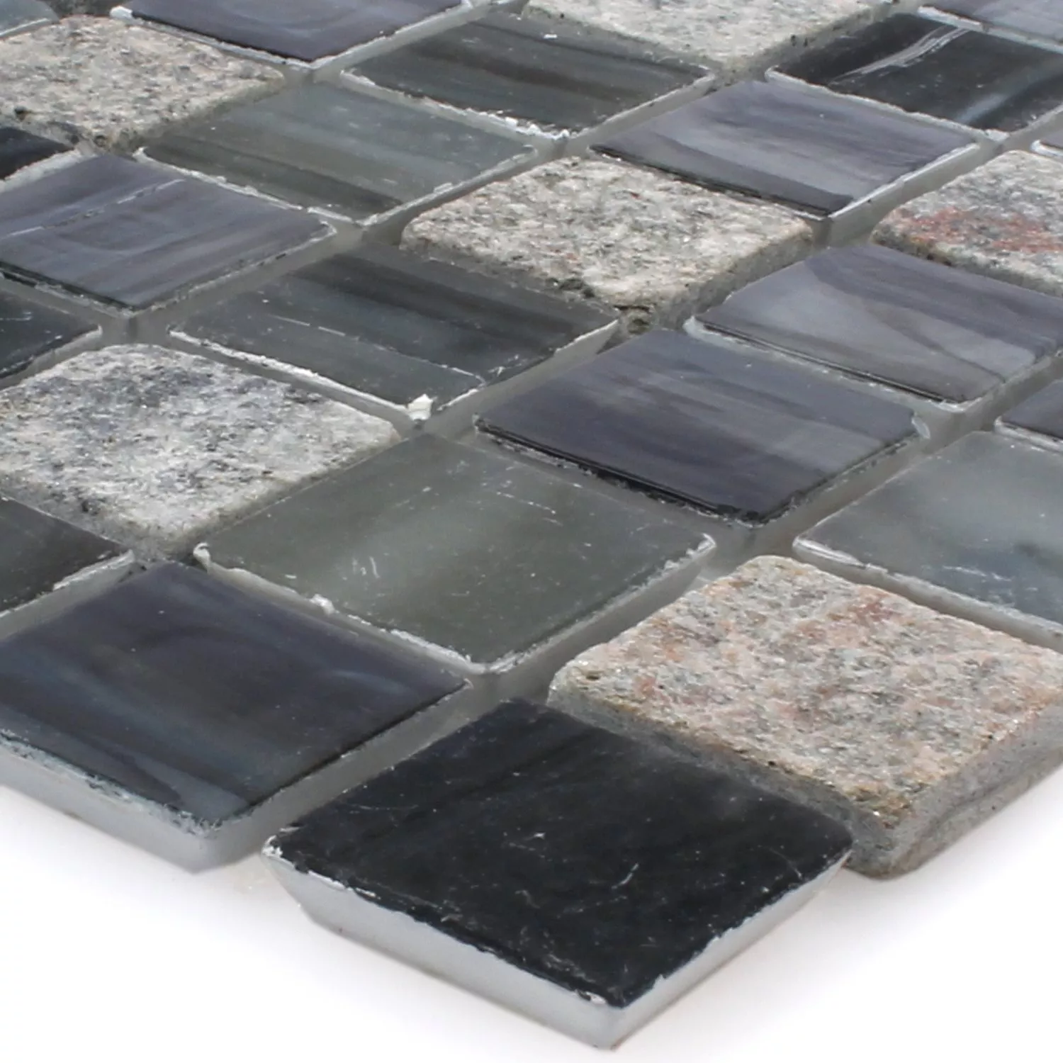 Glas Natursten Mosaik Daily Rush Sort Gra