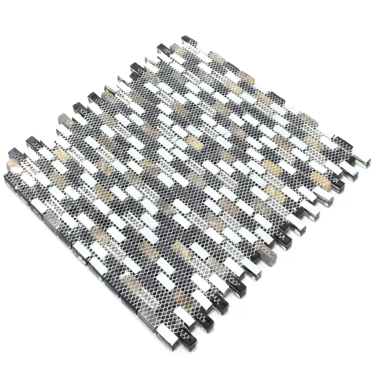 Glas Marmor Aluminium Mosaik Fliser Patterson Brun Mix