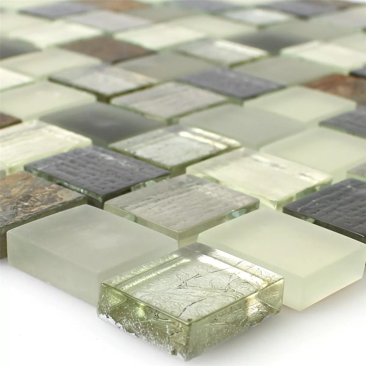 Prøve Mosaik Fliser Glas Natursten Rustik