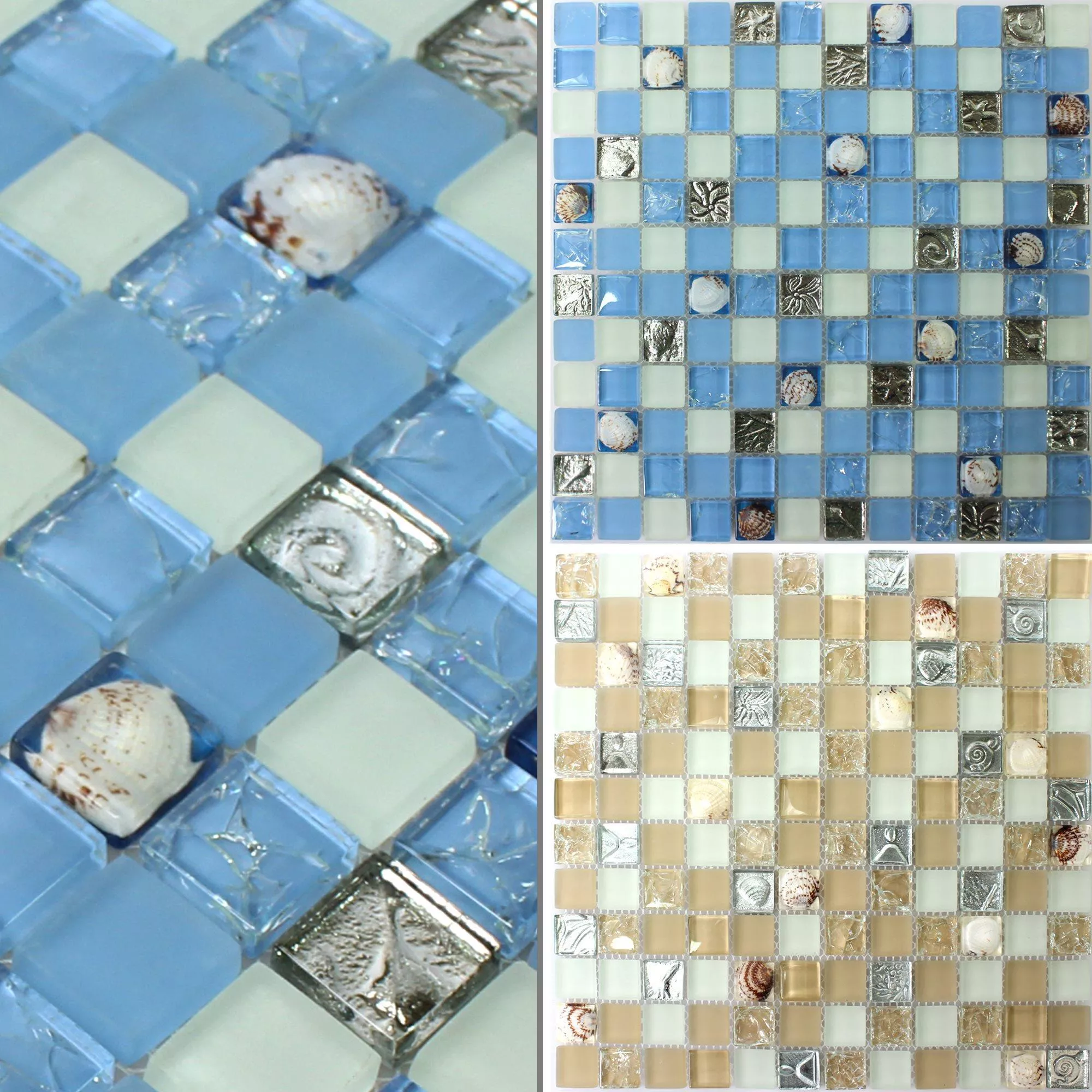 Prøve Mosaik Fliser Glas Shell