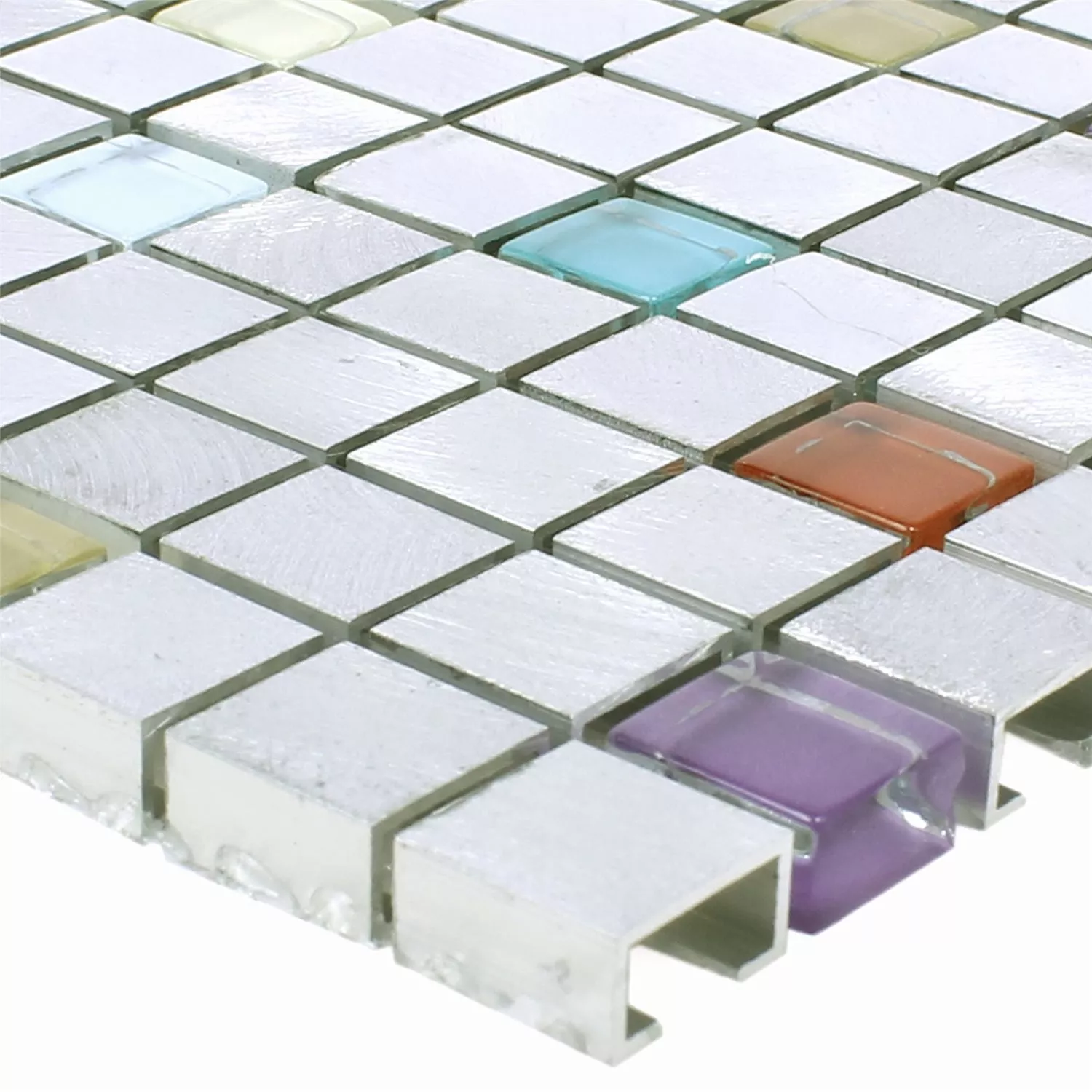 Mosaik Fliser Lissabon Aluminium Glas Mix Farverige