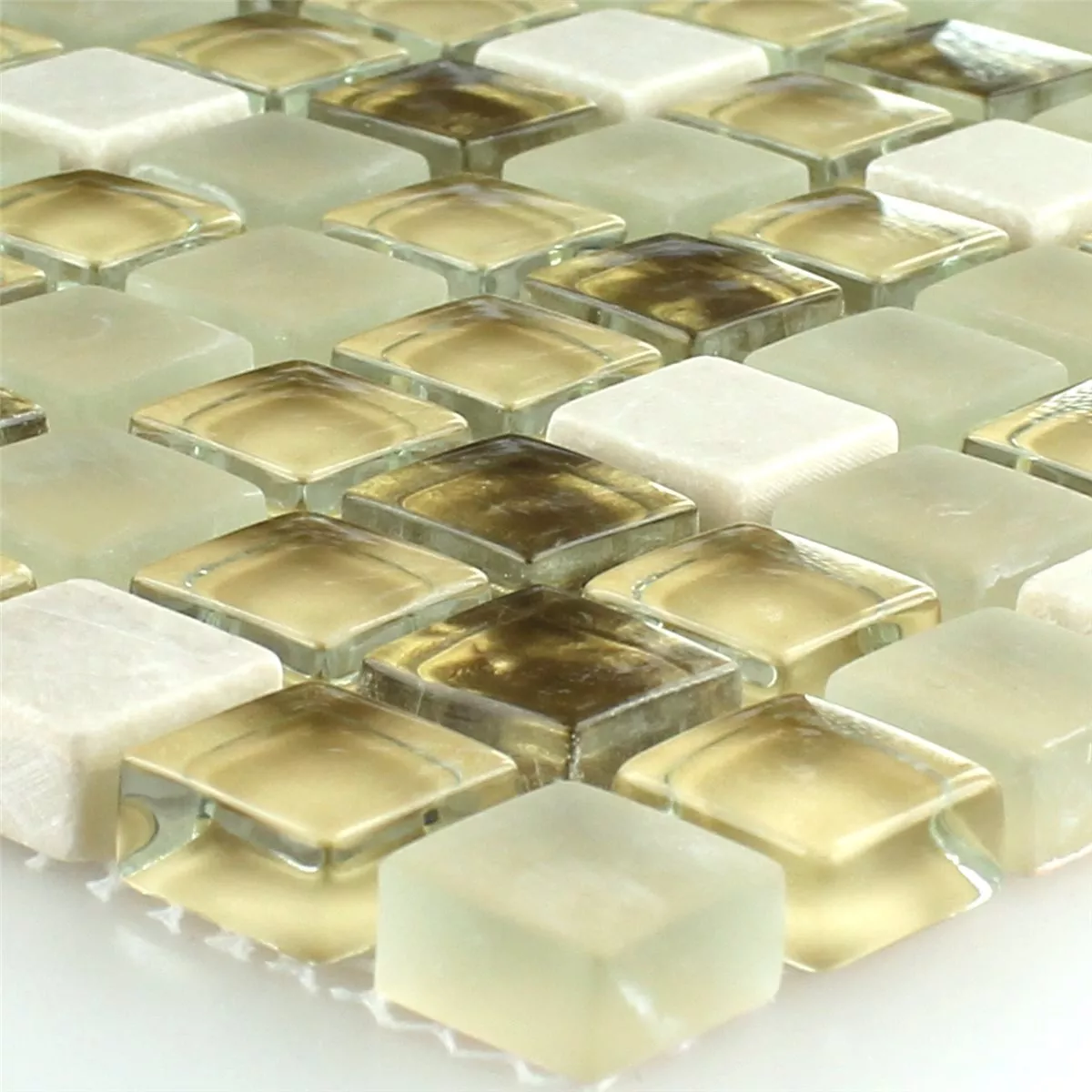 Mosaik Fliser Glas Natursten Hvid Guld Mix