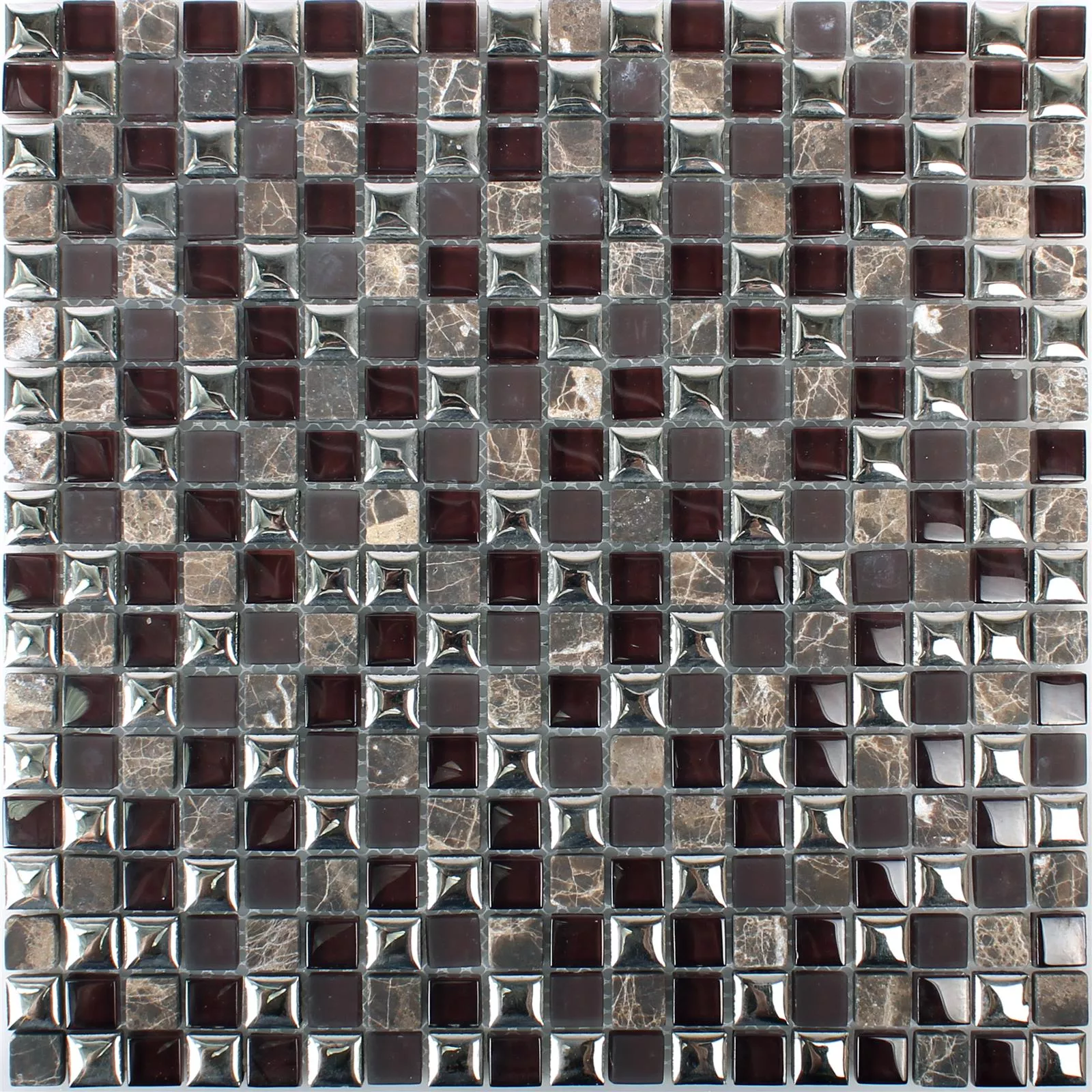 Prøve Mosaik Fliser Glas Marmor Keramik Brun Sølv