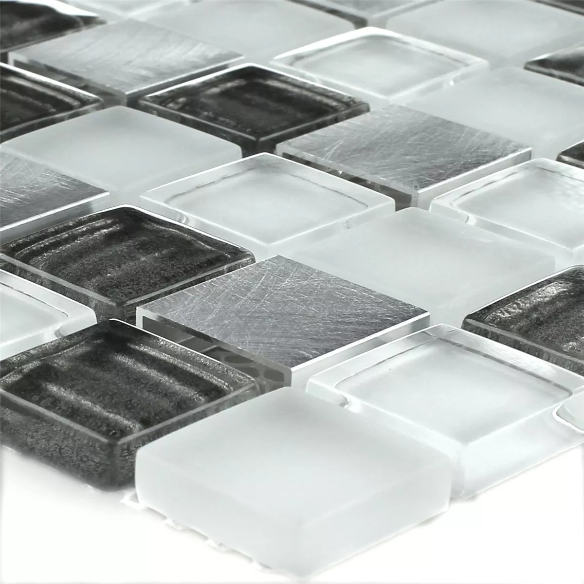Aluminium Glasmosaik Sølv Gra