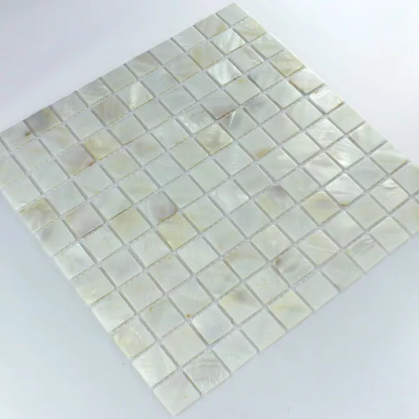 Mosaik Fliser Glas Nacre Effekt 25x25x2mm Hvid