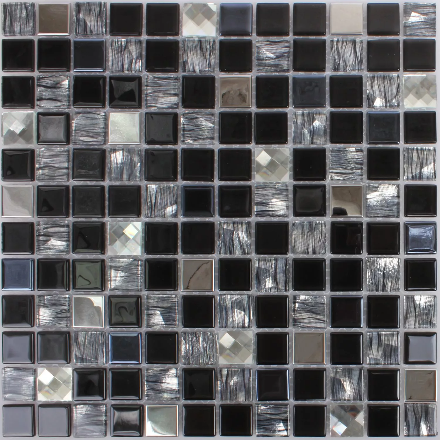 Mosaik Fliser Malaya Sort Sølv Quadrat