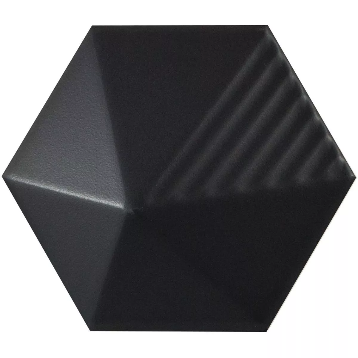 Prøve Vægfliser Rockford 3D Hexagon 12,4x10,7cm Sort Måtte